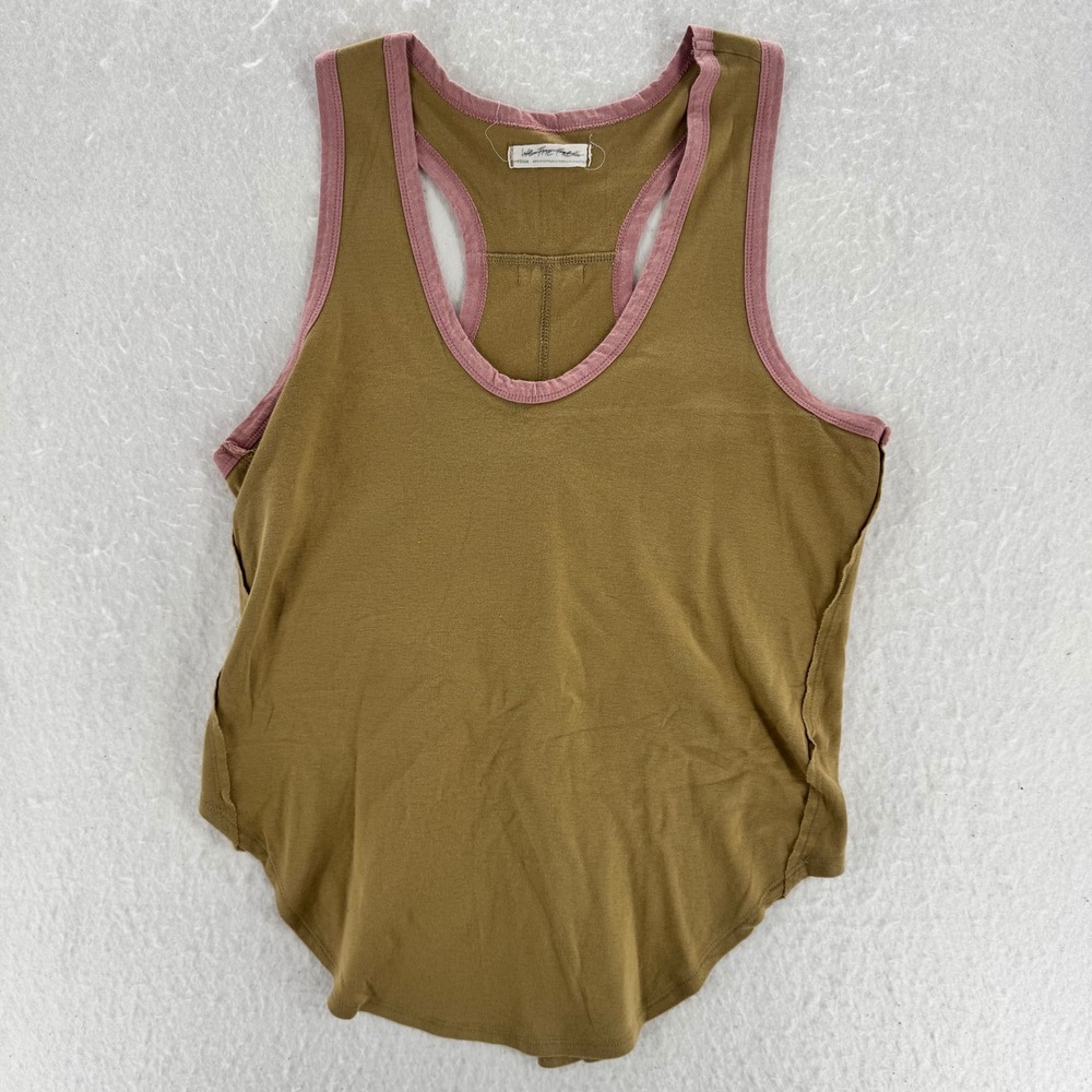 Free People - We The Free Racerback Tank Contrast Trim - Olive Brown - M - Women